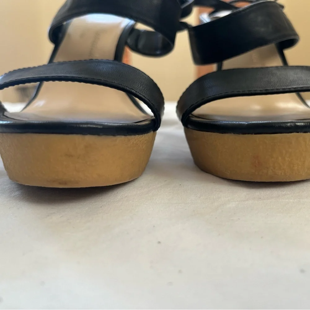 Athena Alexander Black Wedge Sandals sz 9